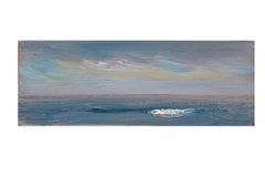 "Sea and Sky 09.26.22" contemporary impressionist seascape in custom frame NHW
