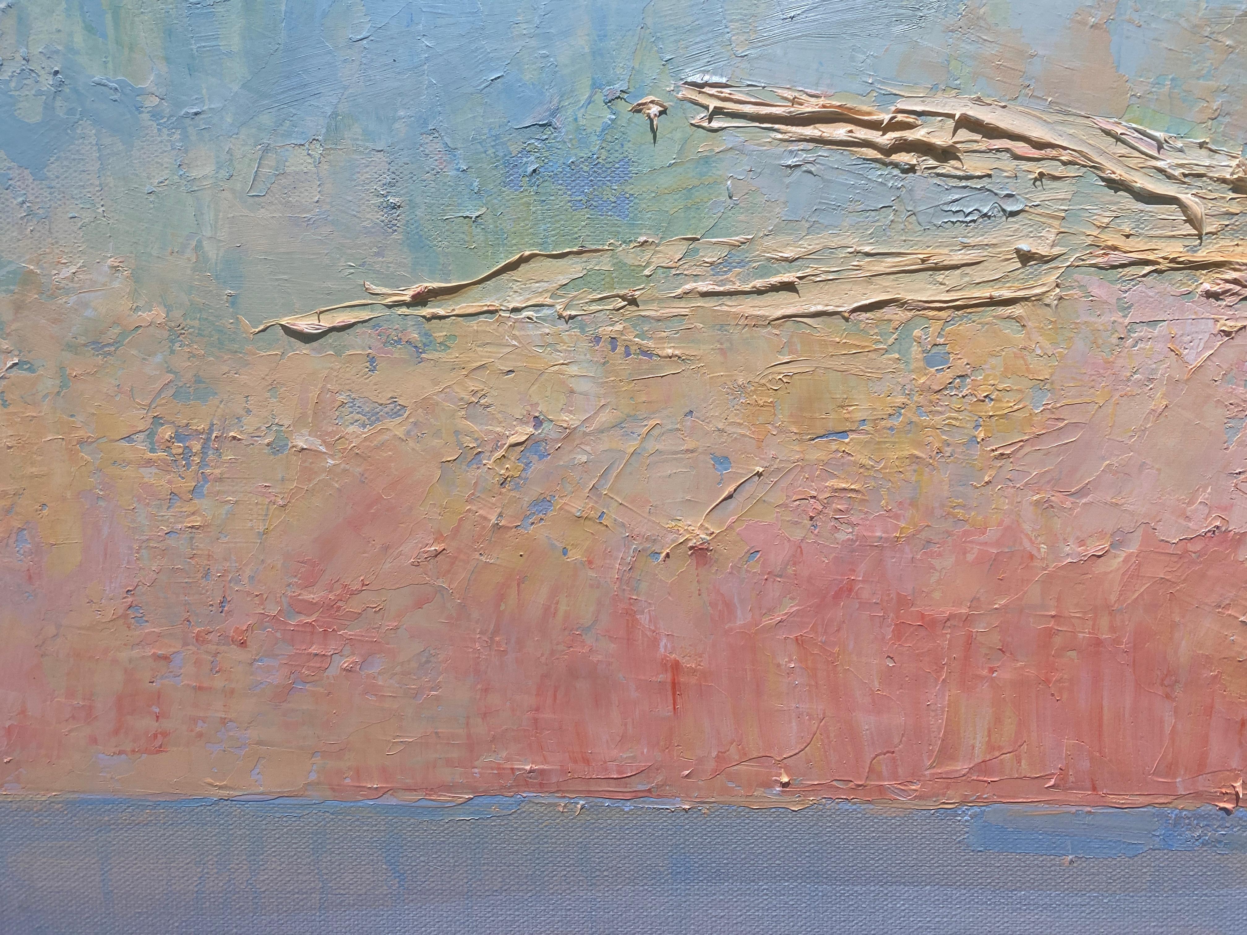A grand seascape from Nelson H. White, painted en plein air. White has spent his lifetime perfecting his loose strokes, impasto textures, and pastel colors. This oil painting has all three elements of White's signature style. 

Framed dimensions: 33