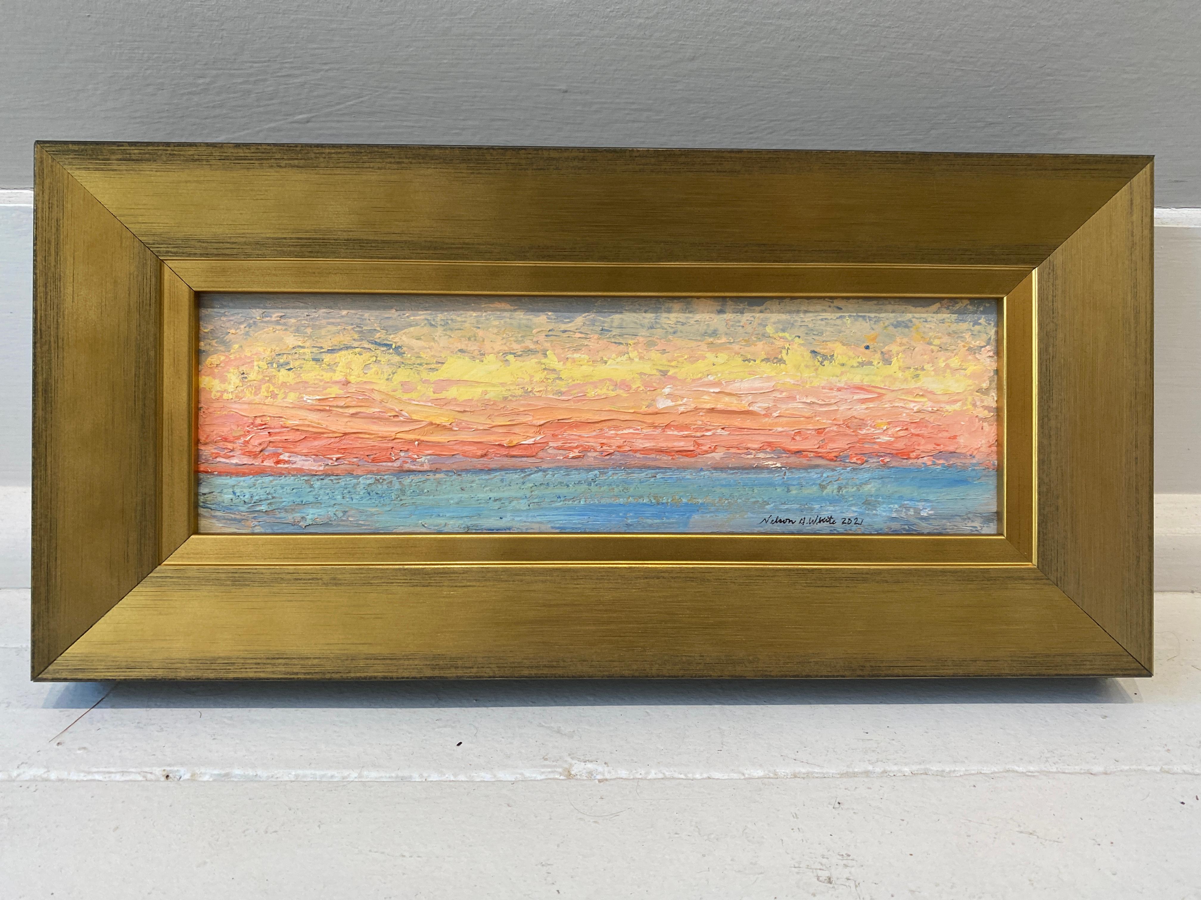 Sunset Sea & Sky 02.21.2021 - Impressionist Painting by Nelson White