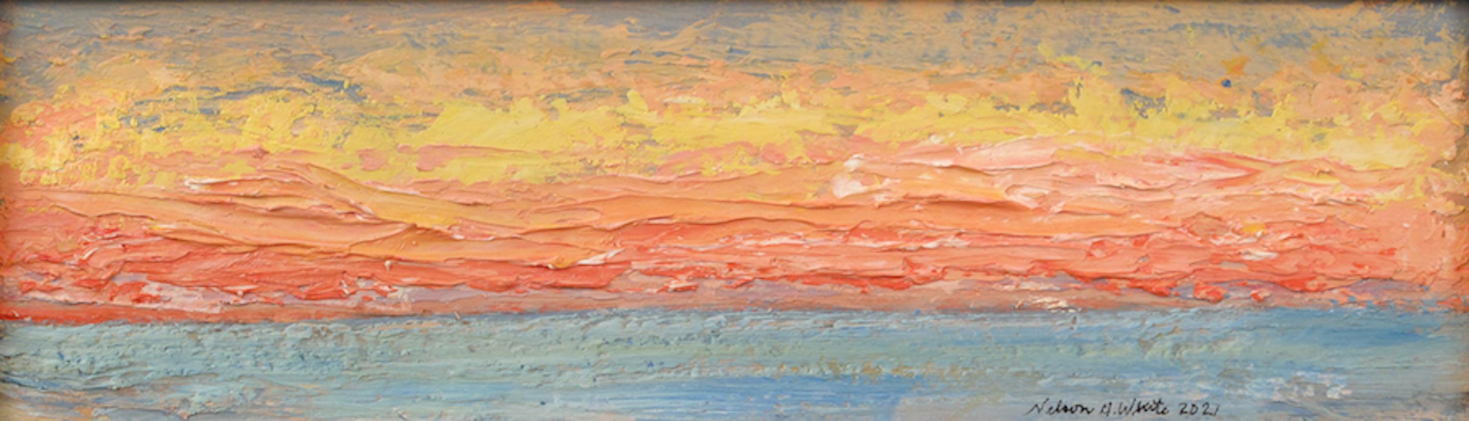 Landscape Painting Nelson White - Coucher de soleil mer et ciel 02.21.2021