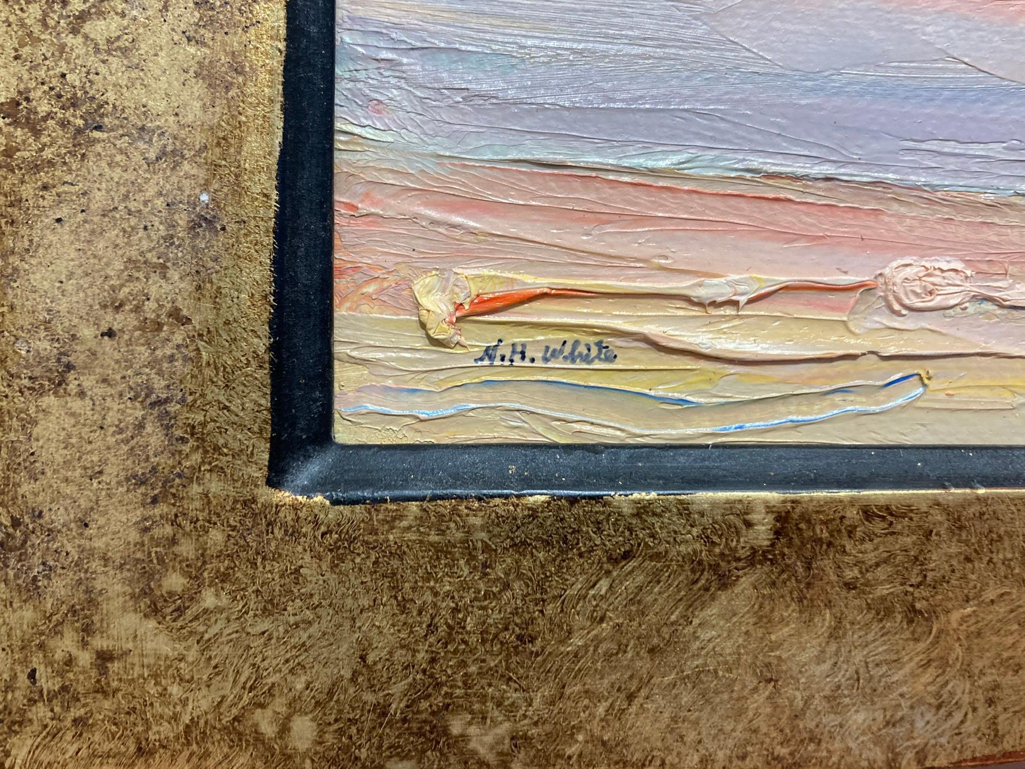 Sunset Sea Sky 11.20.2021 - Orange Landscape Painting by Nelson White