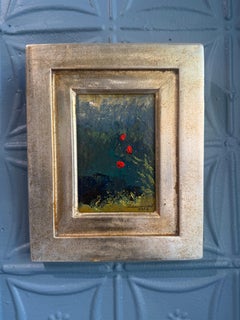 "The Poppies 05.11.2023" oil painting, small, impressionist, red flowers, framed