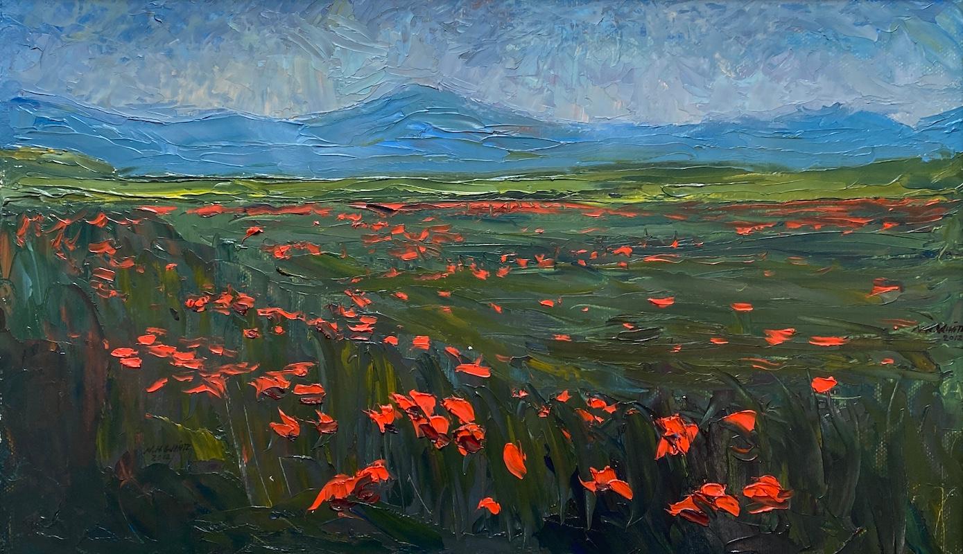 Nelson White Landscape Painting - The Poppy Field 05.19.2012