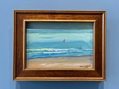 "The Sea 3.2026" impressionist seascape, watercolor painting, signed, 6x8 inch