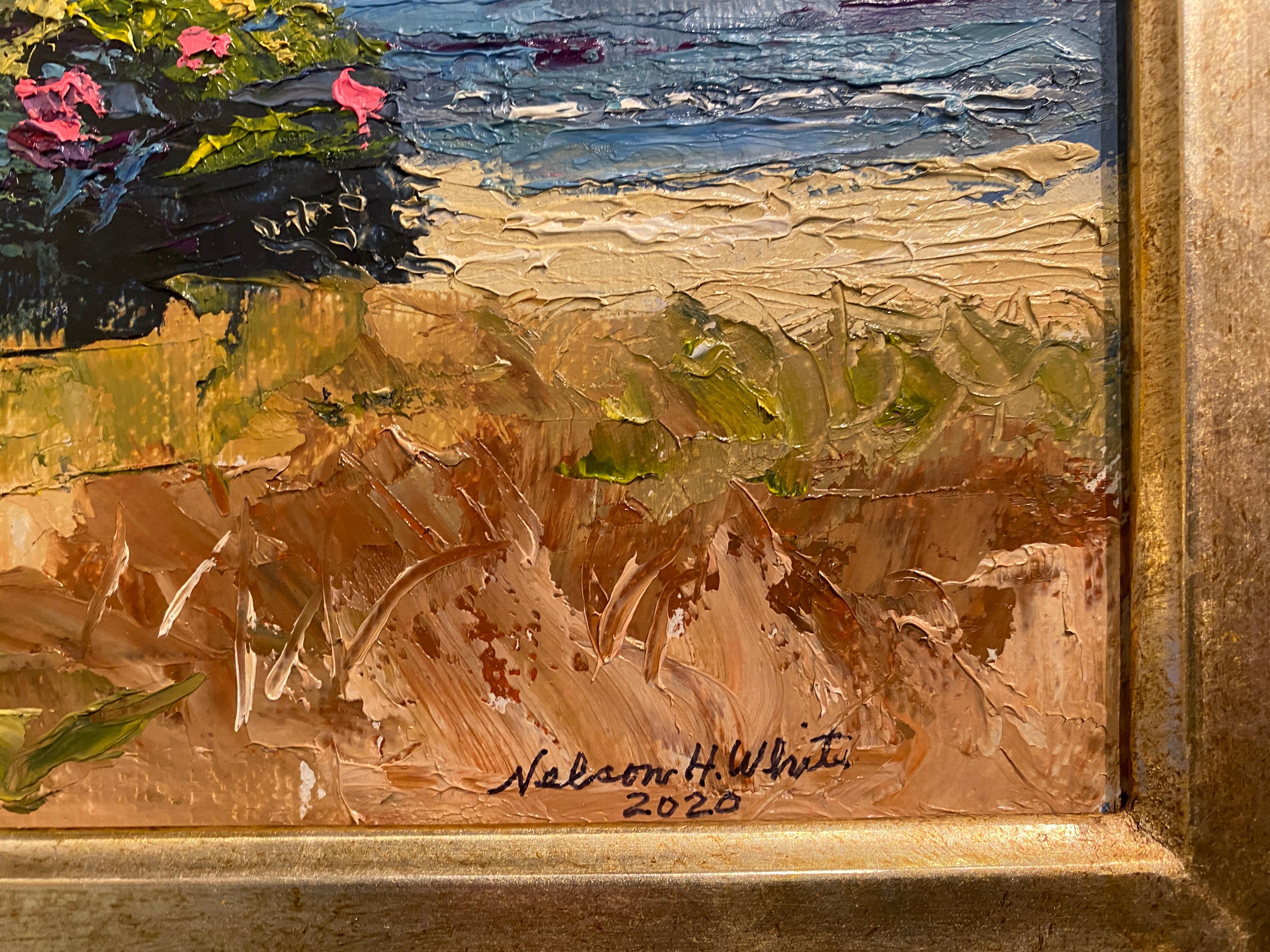 The Wild Rose Hip Bush 06.23.2020 - Gris Landscape Painting par Nelson White