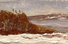 "Winter Scene, Pleasure Beach Landing 02.03.2021" oil painting snowy seascape