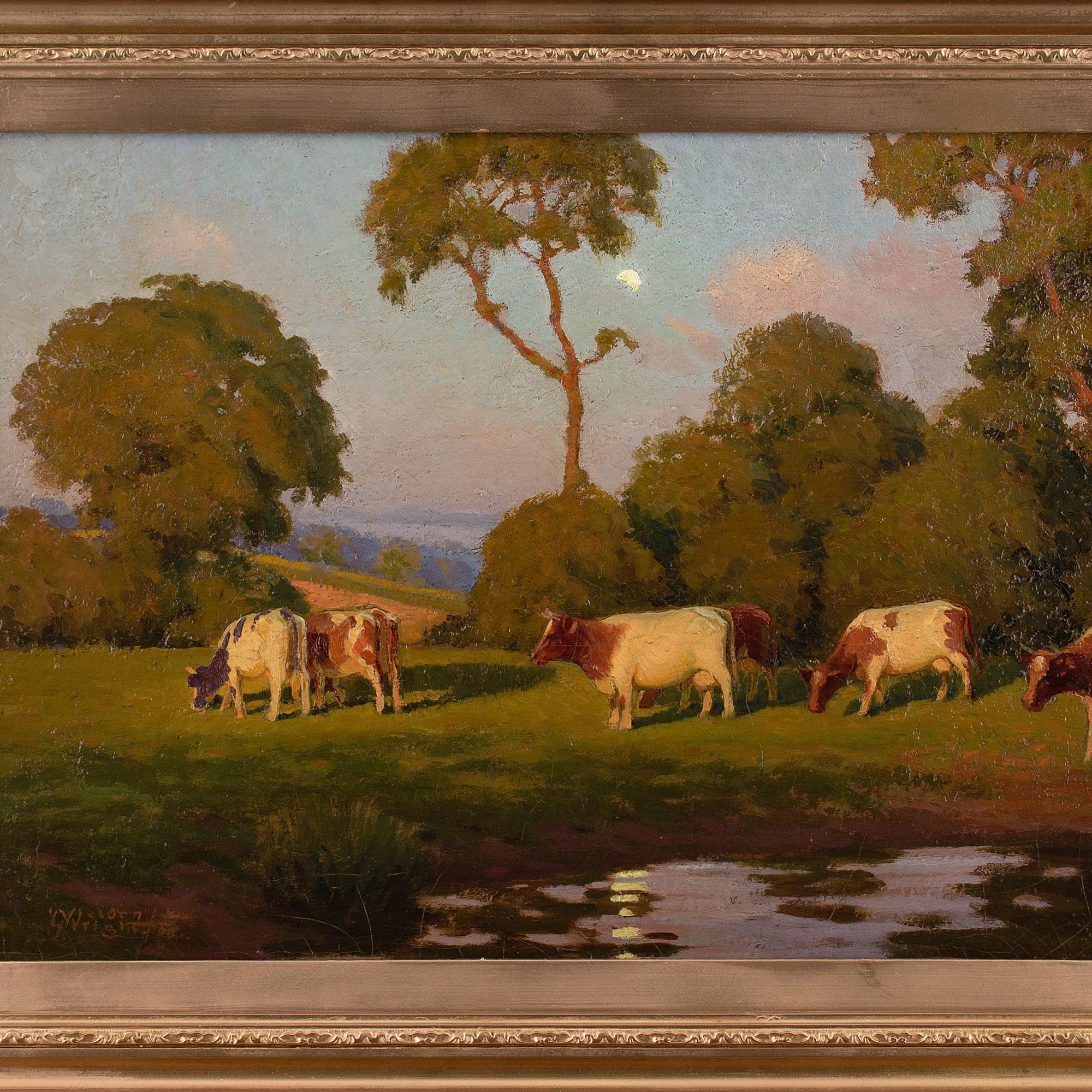 Nelson Wright, Pastoral Scene With Shimmering Pond, Oil Painting 2