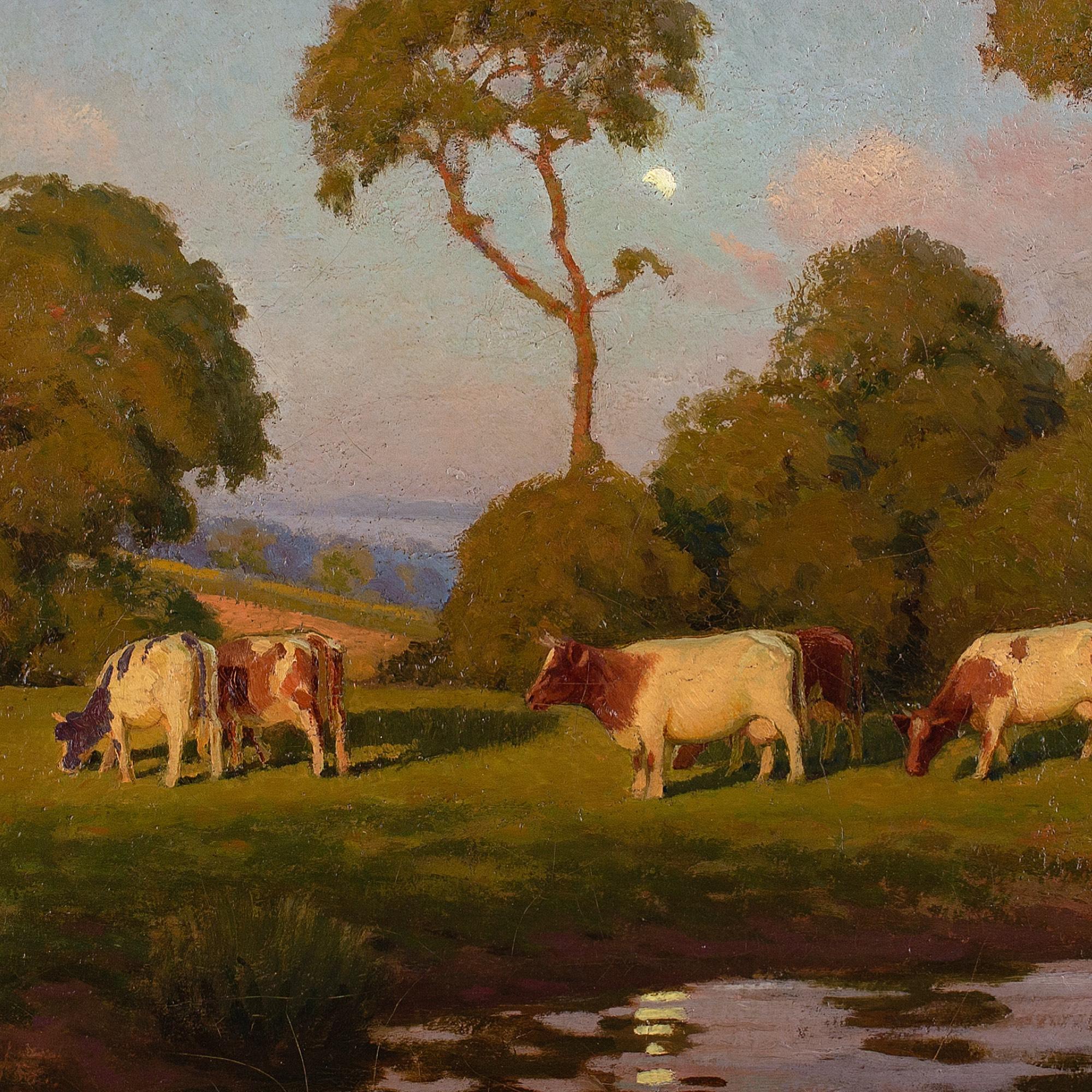 Nelson Wright, Pastoral Scene With Shimmering Pond, Oil Painting 3