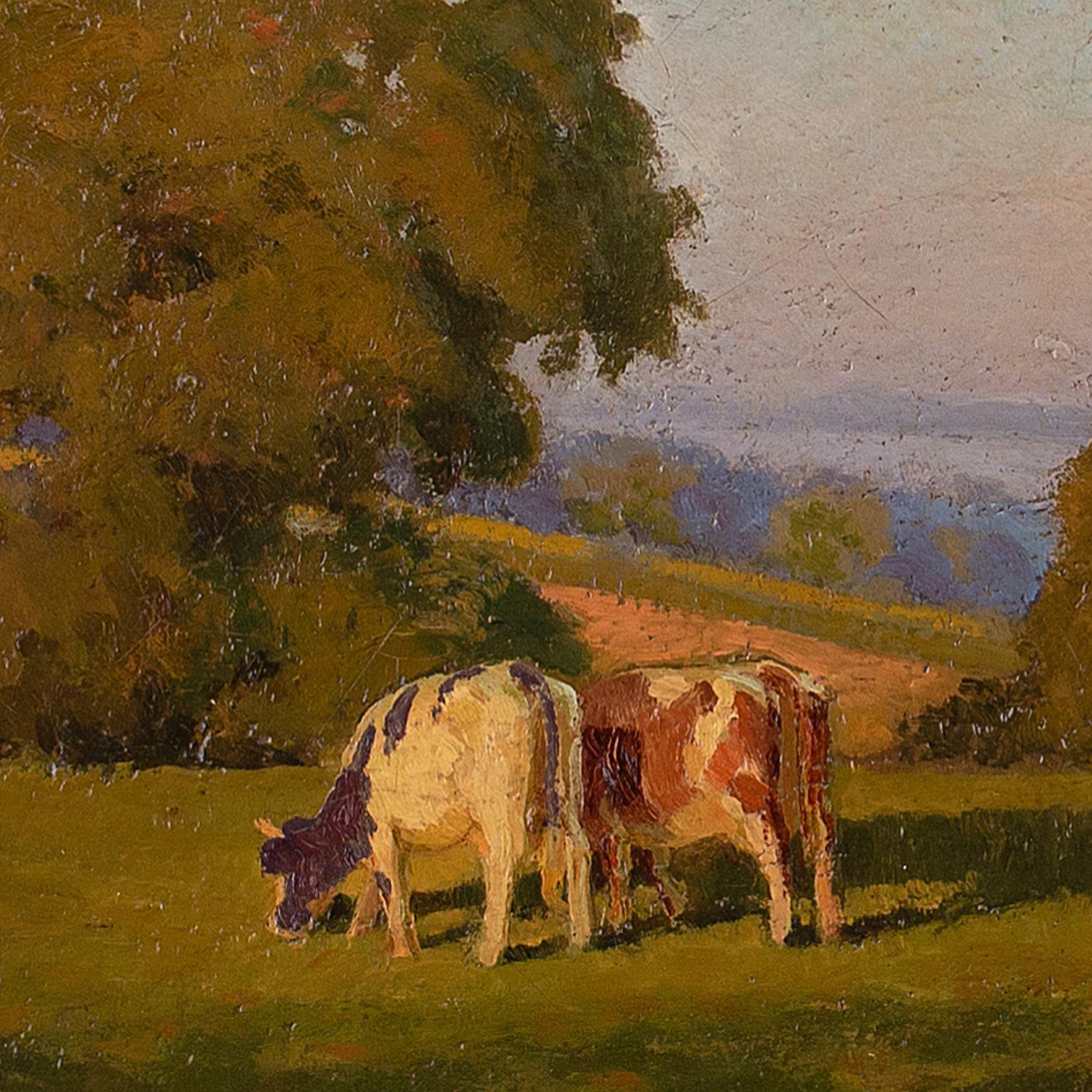 Nelson Wright, Pastoral Scene With Shimmering Pond, Oil Painting 7