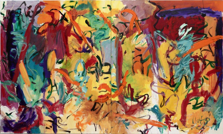 Always More To Tell Rich Goldenrod Tones Diptych 72 X 120
acrylic on canvas

Neltje was born in New York City and raised in style on Long Island and a South Carolina plantation. At the age of 32, as a single mother of two, she moved from Park Avenue