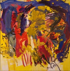 Feral Thoughts Yellow and Blue 72 X 72
