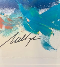 Barrido en el tiempo II- monotipo azul 30 X 30