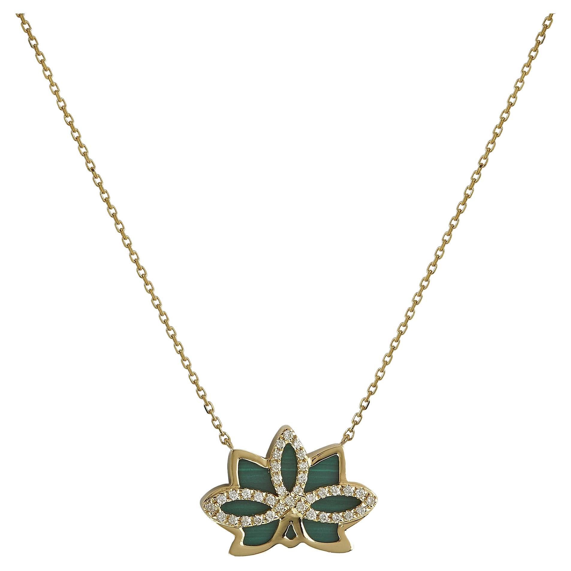 Nelumbo Malachite “Mini” Necklace For Sale