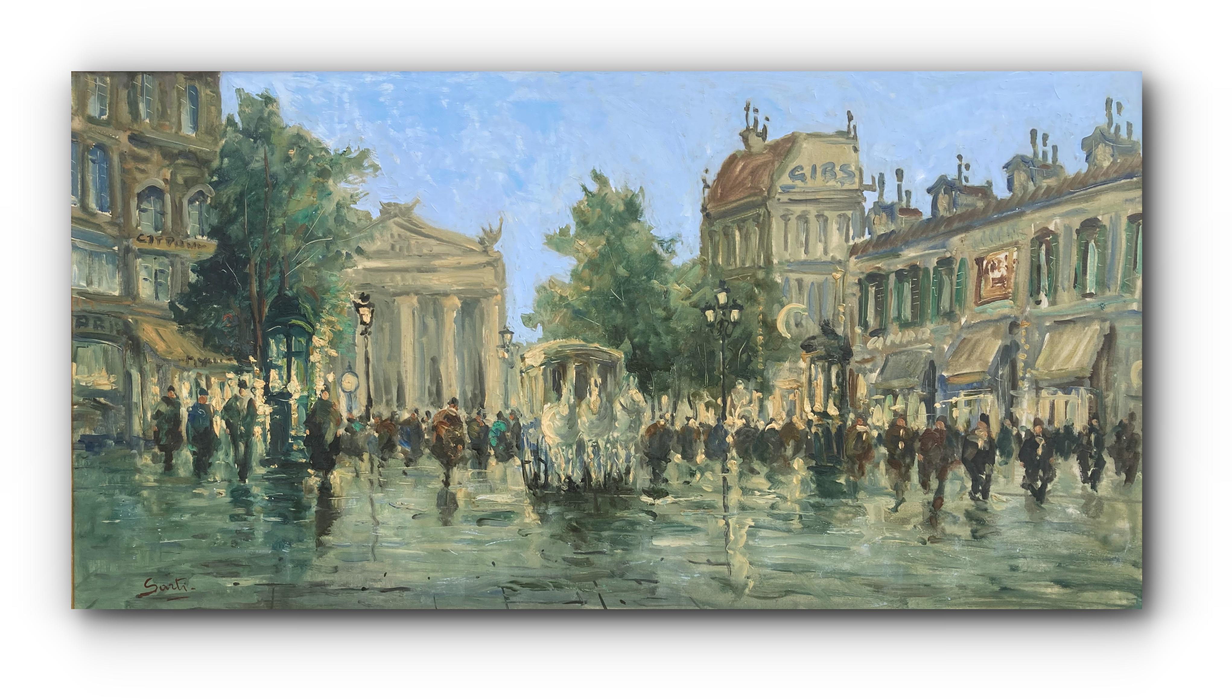 Nelusco Sarti Landscape Painting - After the Rain, Rome (Mid-Century Impressionist Europe City Painting)