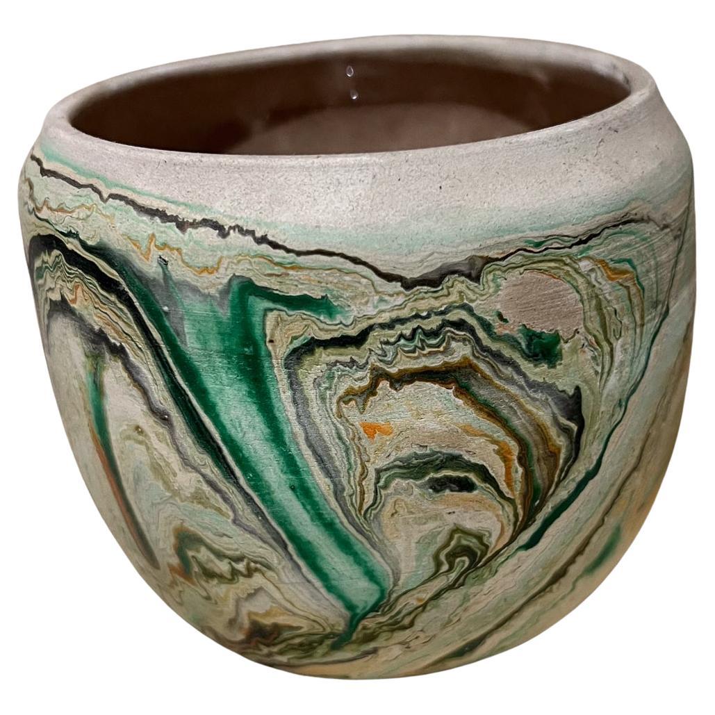 Nemadji Ceramic Indian Art Pottery Vaso verde marrone Moose Lake