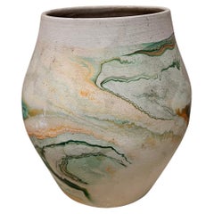 Nemadji Ceramic Indian Art Pottery Green Orange Vase Moose Lake