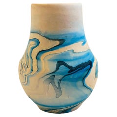 Nemadji Töpferei Vase - Blaue Wirbel