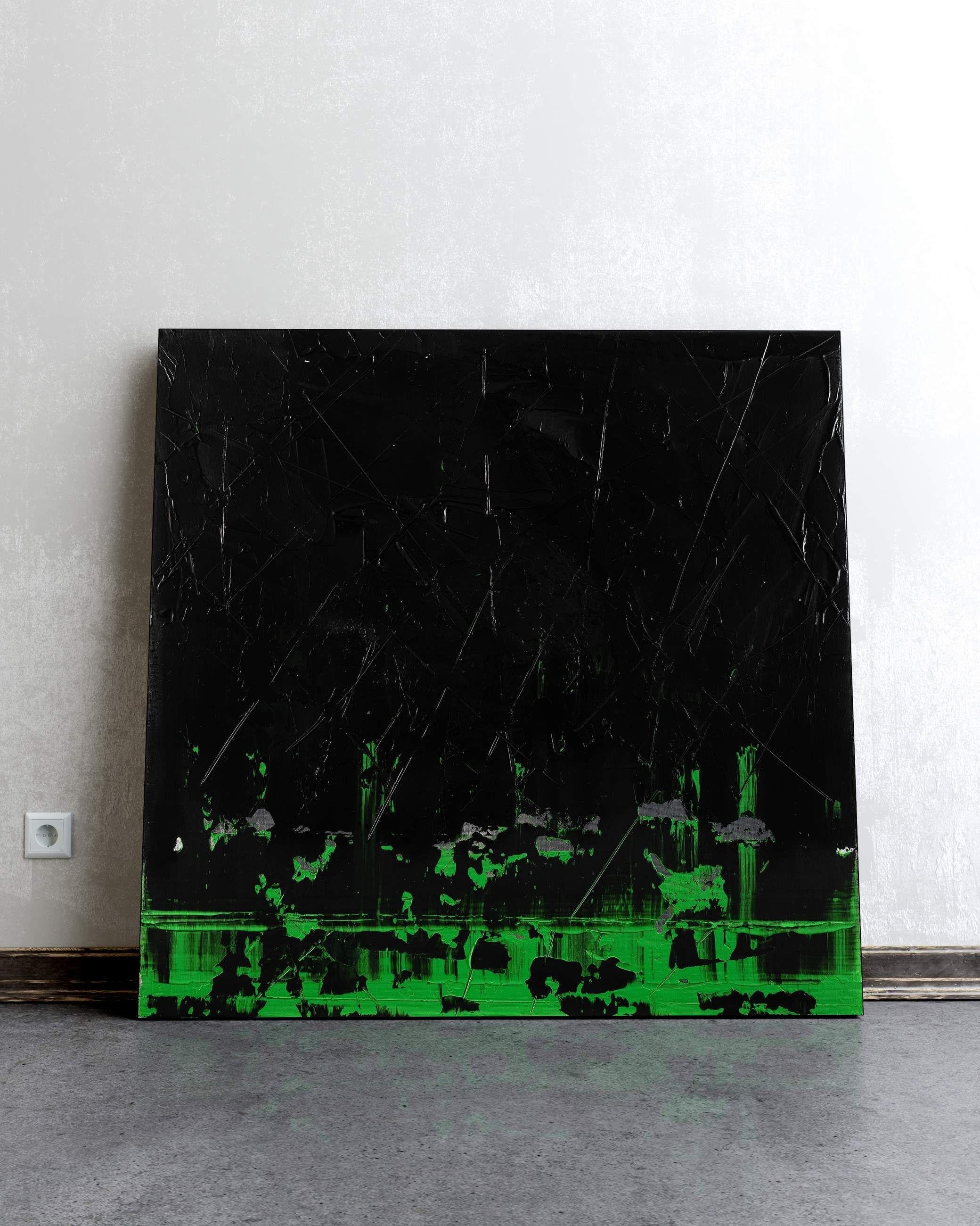 Secret Window, Painting, Acrylic on Canvas - Black Abstract Painting by Nemanja Nikolic