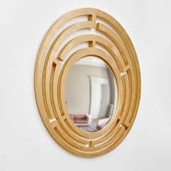 Nemesi Convex Wall Mirror with raw gold leaf frame by Matlight Milano
