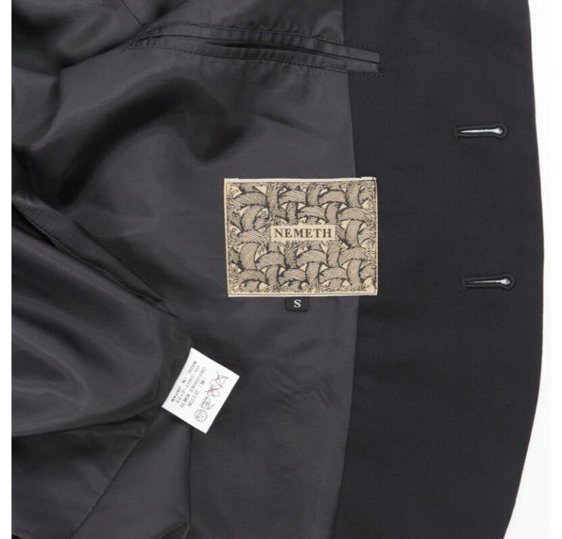 NEMETH Christopher Nemeth Giacca blazer a strati in lana nera con fodera a vista S in vendita 5