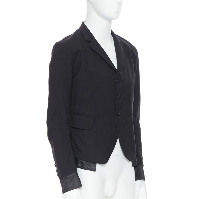 Black NEMETH Christopher Nemeth black wool exposed lining layered blazer jacket S For Sale