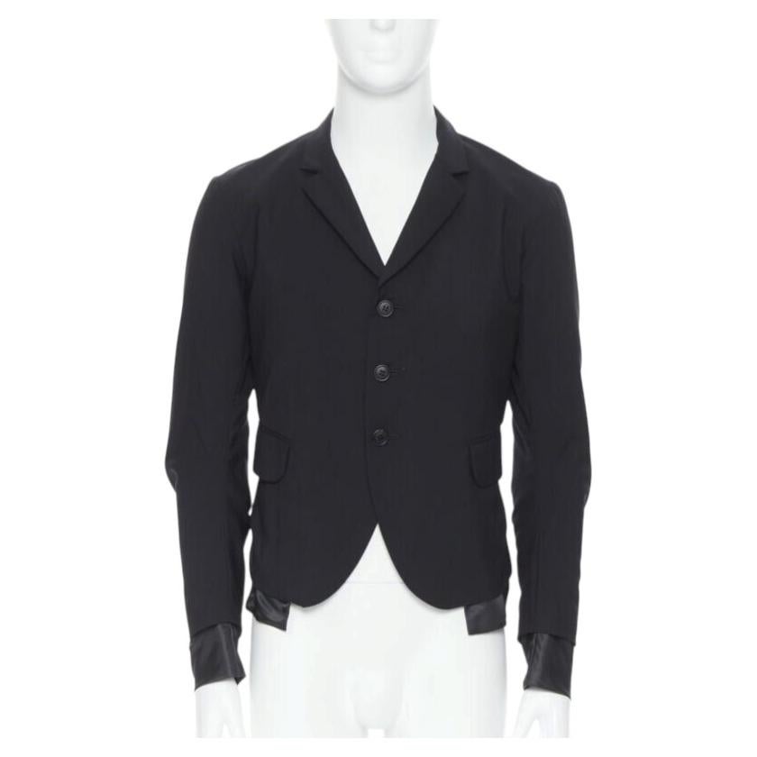 NEMETH Christopher Nemeth black wool exposed lining layered blazer jacket S For Sale