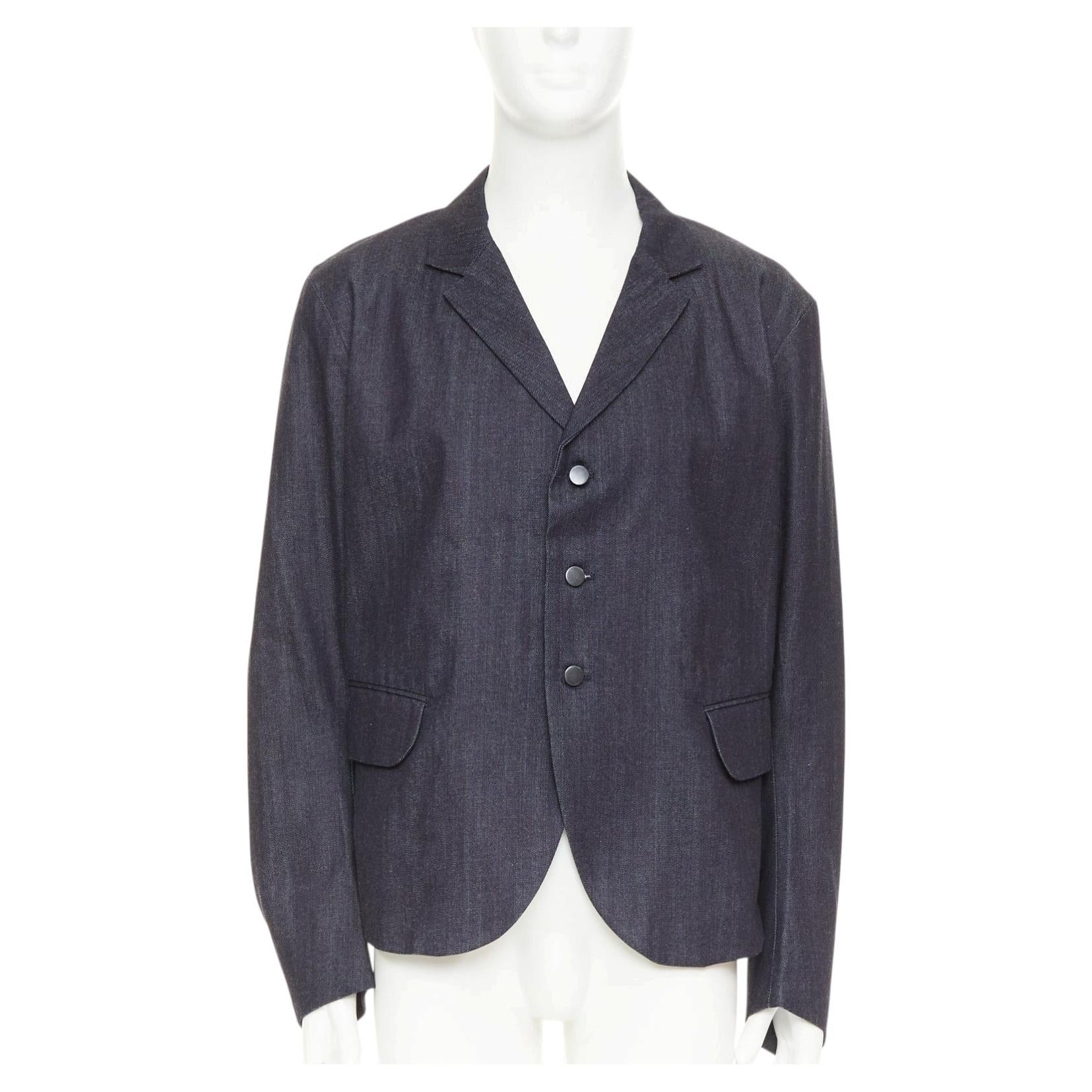 NEMETH Christopher Nemeth blue cotton flap pockets boxy cut blazer jacket L For Sale