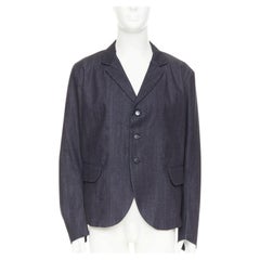 NEMETH Christopher Nemeth blue cotton flap pockets boxy cut blazer jacket L