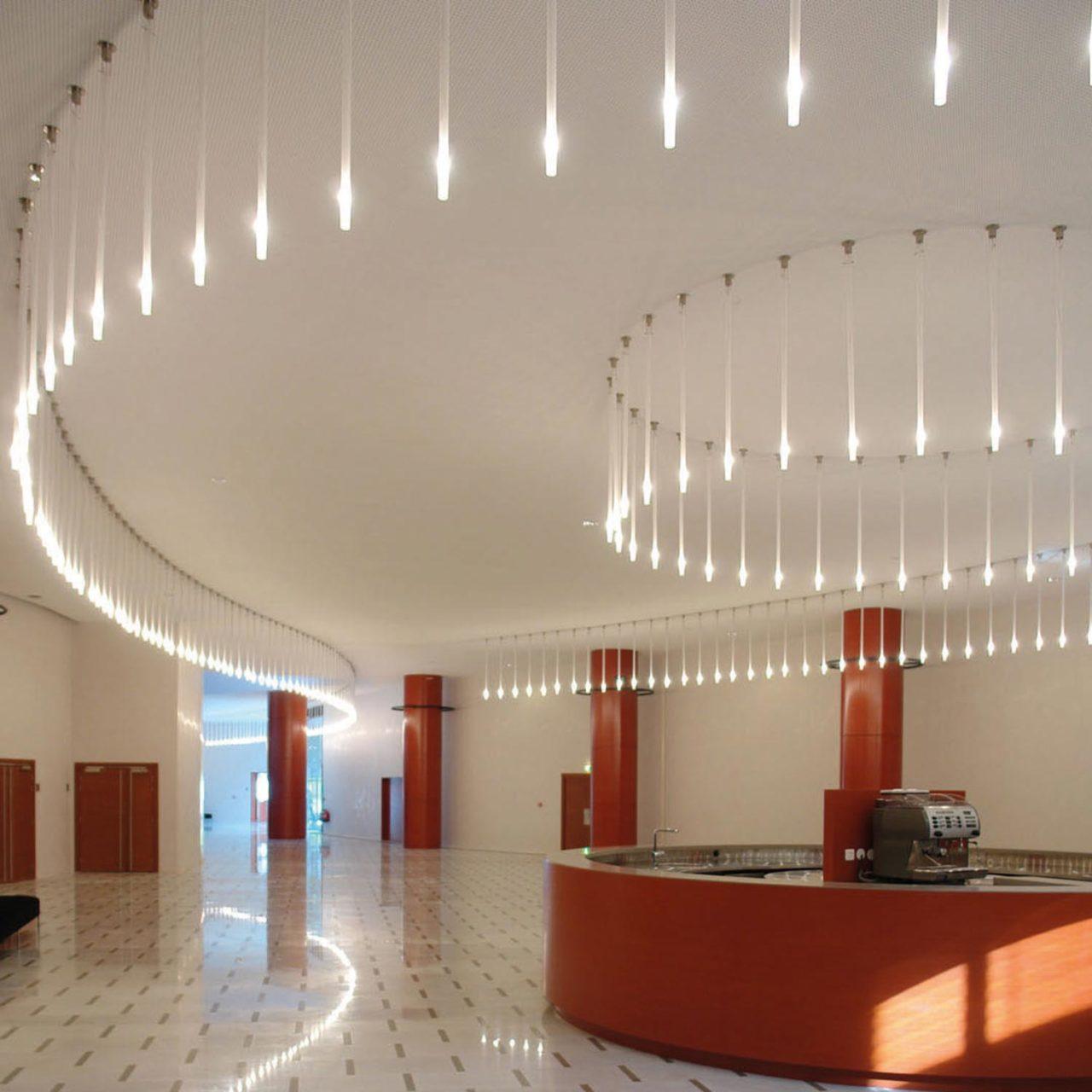 Italian Nemo Canna Nuda Ceiling Light in Glass Satin Nickel 50cm G9 LED/HALO For Sale