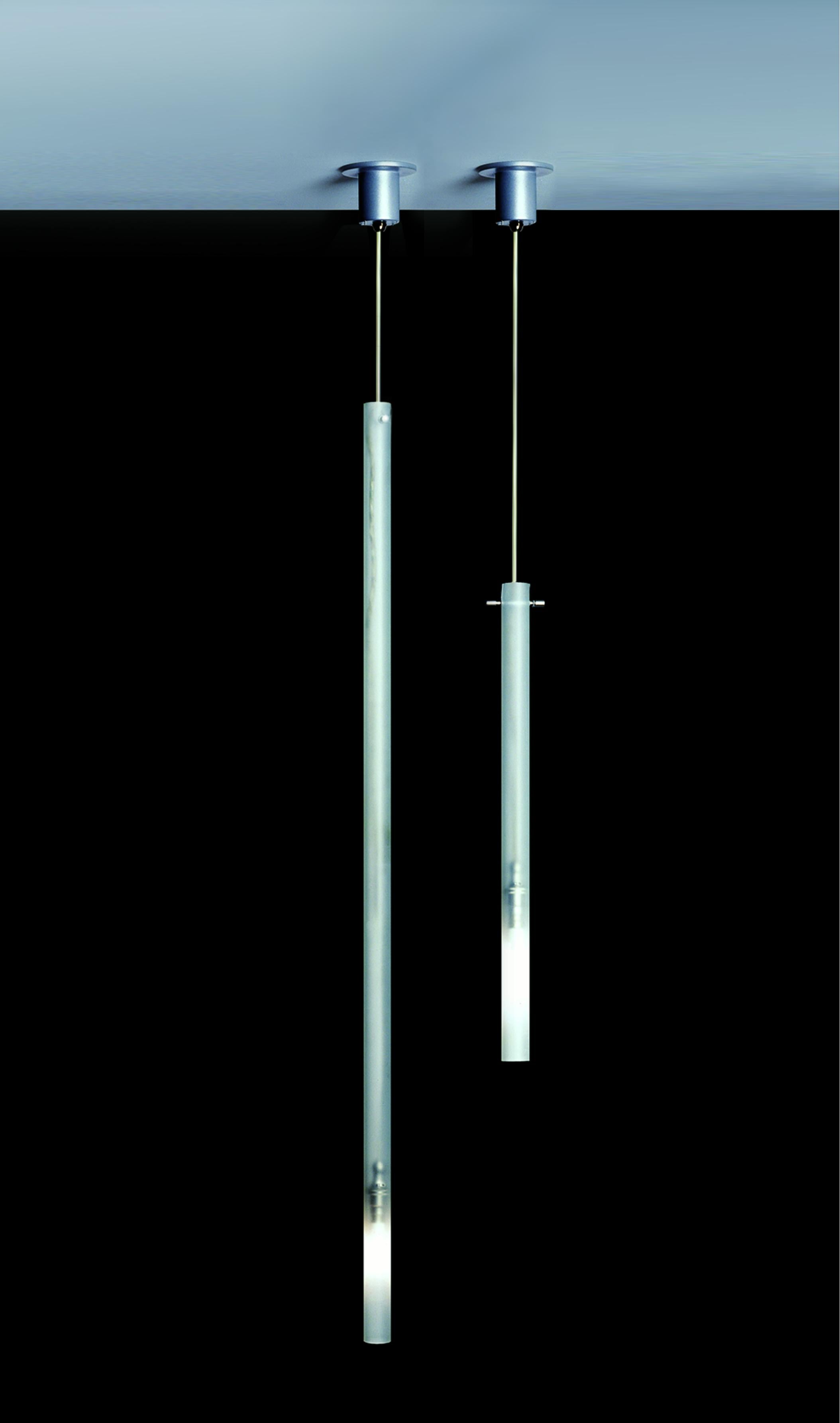 Italian Nemo Canna Nuda Pendant Light in Glass Satin Nickel 50cm G9 LED/HALO For Sale