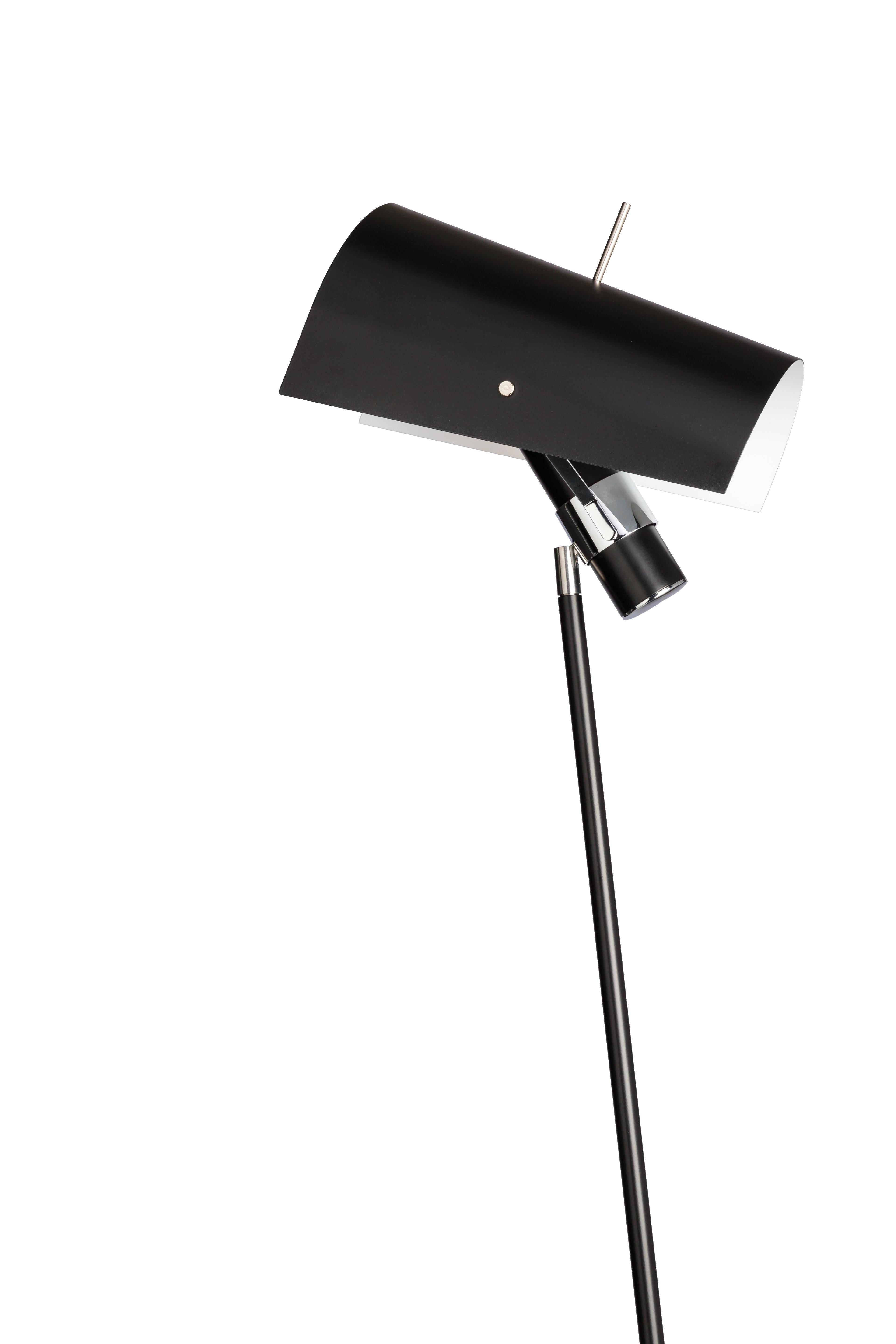 Lámpara de pie Nemo Claritas de aluminio negro y acero by Vico Magistretti Italiano en venta