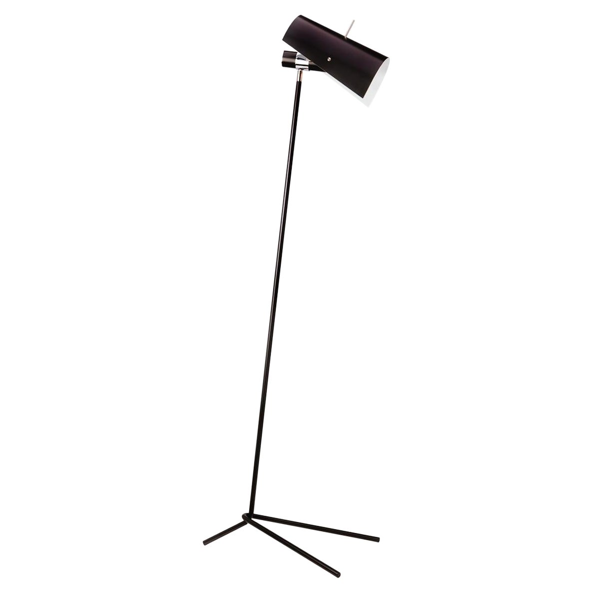 Lámpara de pie Nemo Claritas de aluminio negro y acero by Vico Magistretti en venta