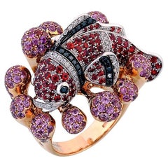 "Nemo" Clownfish Sapphire and Diamond Cocktail Ring