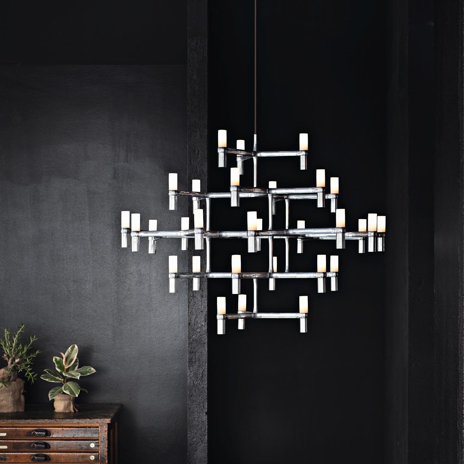 Nemo Crown Major Pendant Light in Aluminum & Glass Black Painted For Sale 1