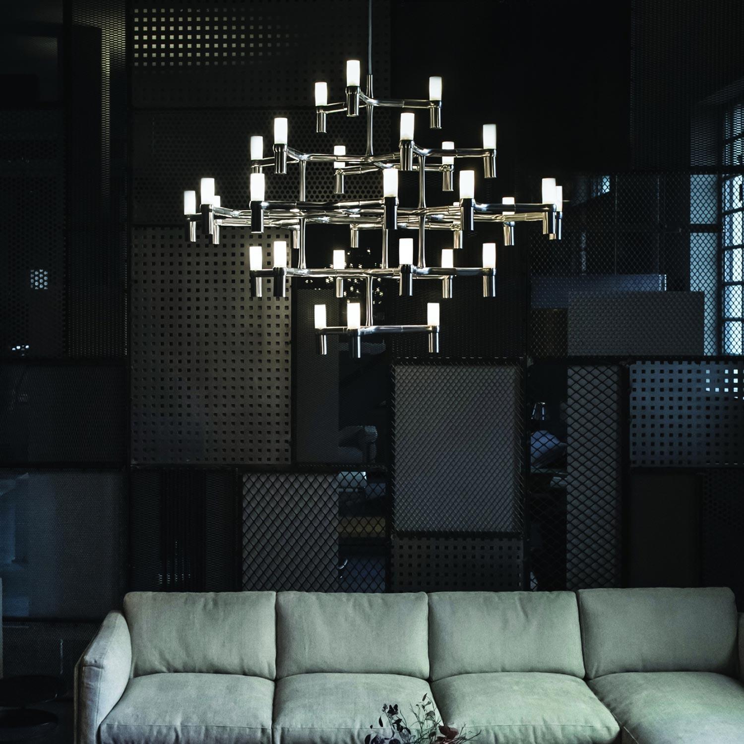 Nemo Crown Major Pendant Light in Aluminum & Glass Black Painted For Sale 2