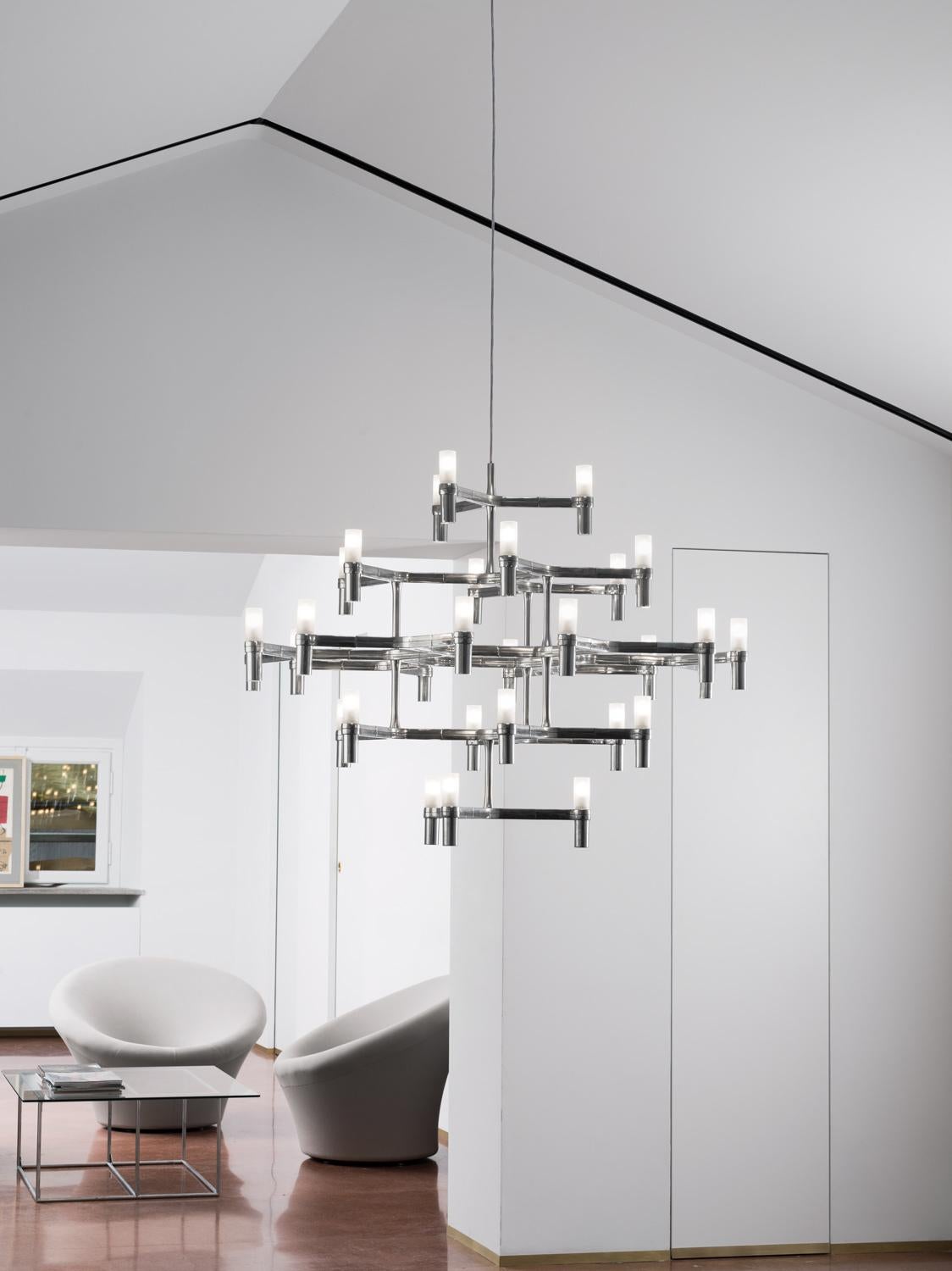 Nemo Crown Major Pendant Light in Aluminum & Glass Black Painted For Sale 3