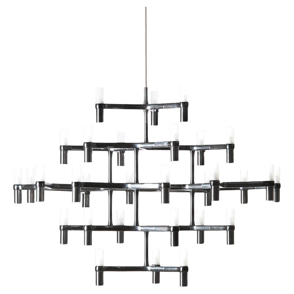 Nemo Crown Major Pendant Light in Aluminum & Glass Black Painted For Sale