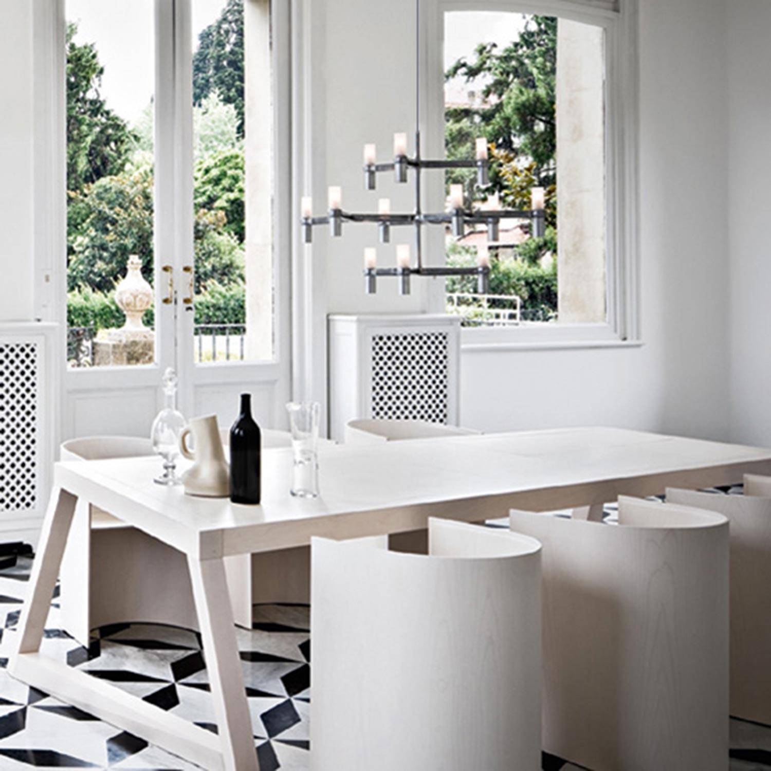 Italian Nemo Crown Minor Pendant Light in Aluminum & Glass White Painted For Sale