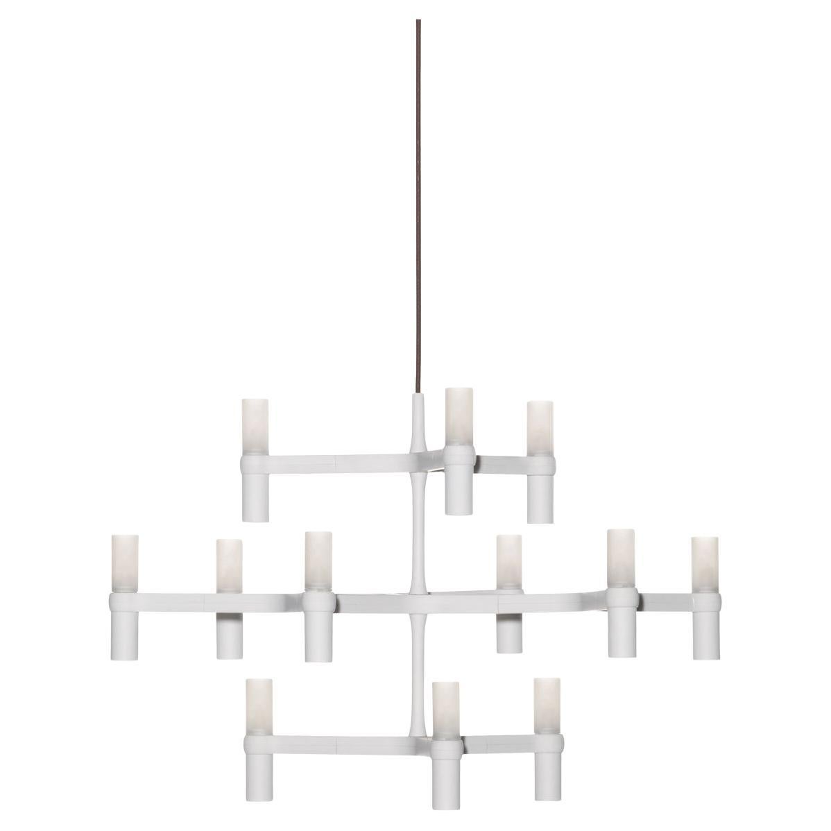 Nemo Crown Minor Pendant Light in Aluminum & Glass White Painted