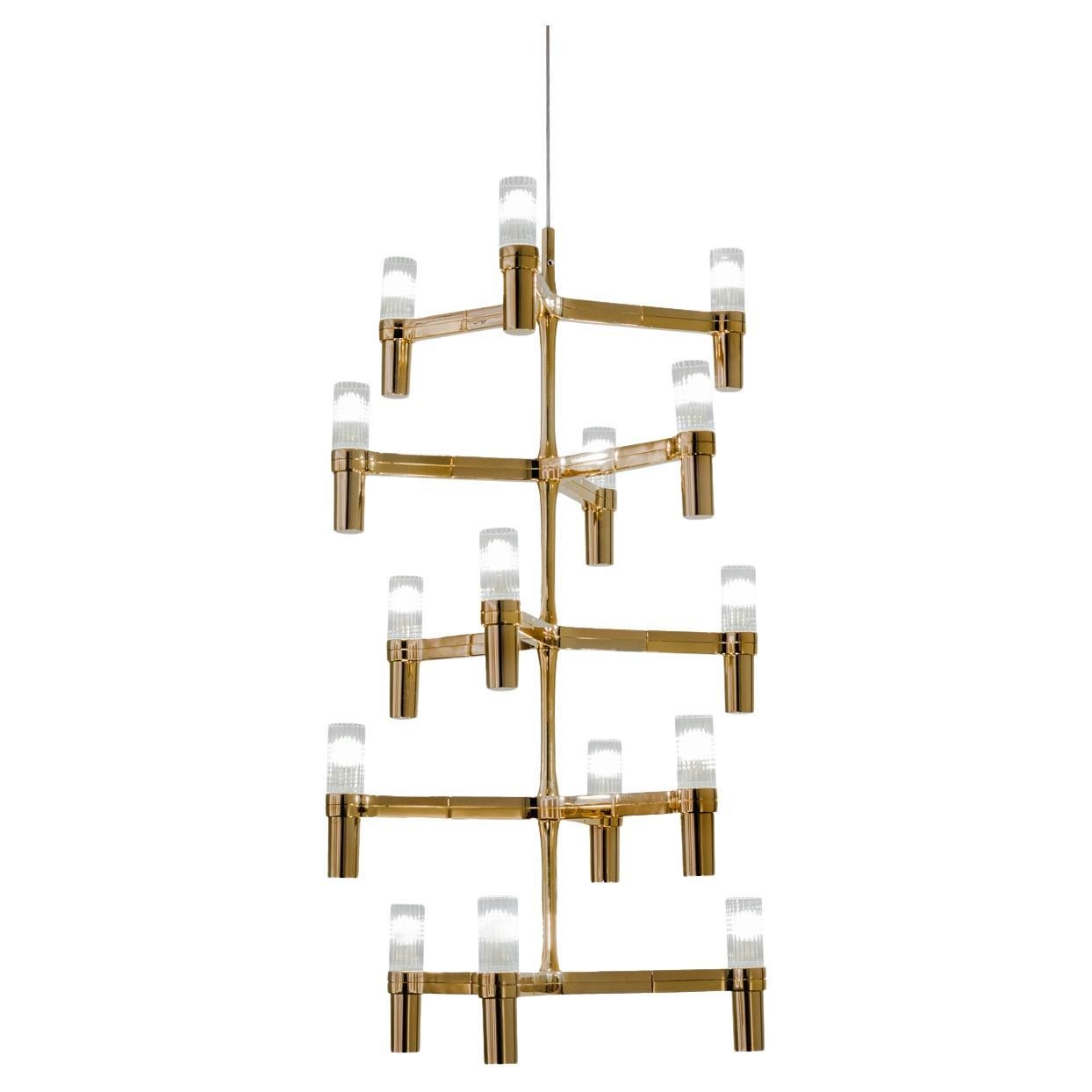 Nemo Crown Multi Pendant Light in Aluminum & Glass Gold Painted