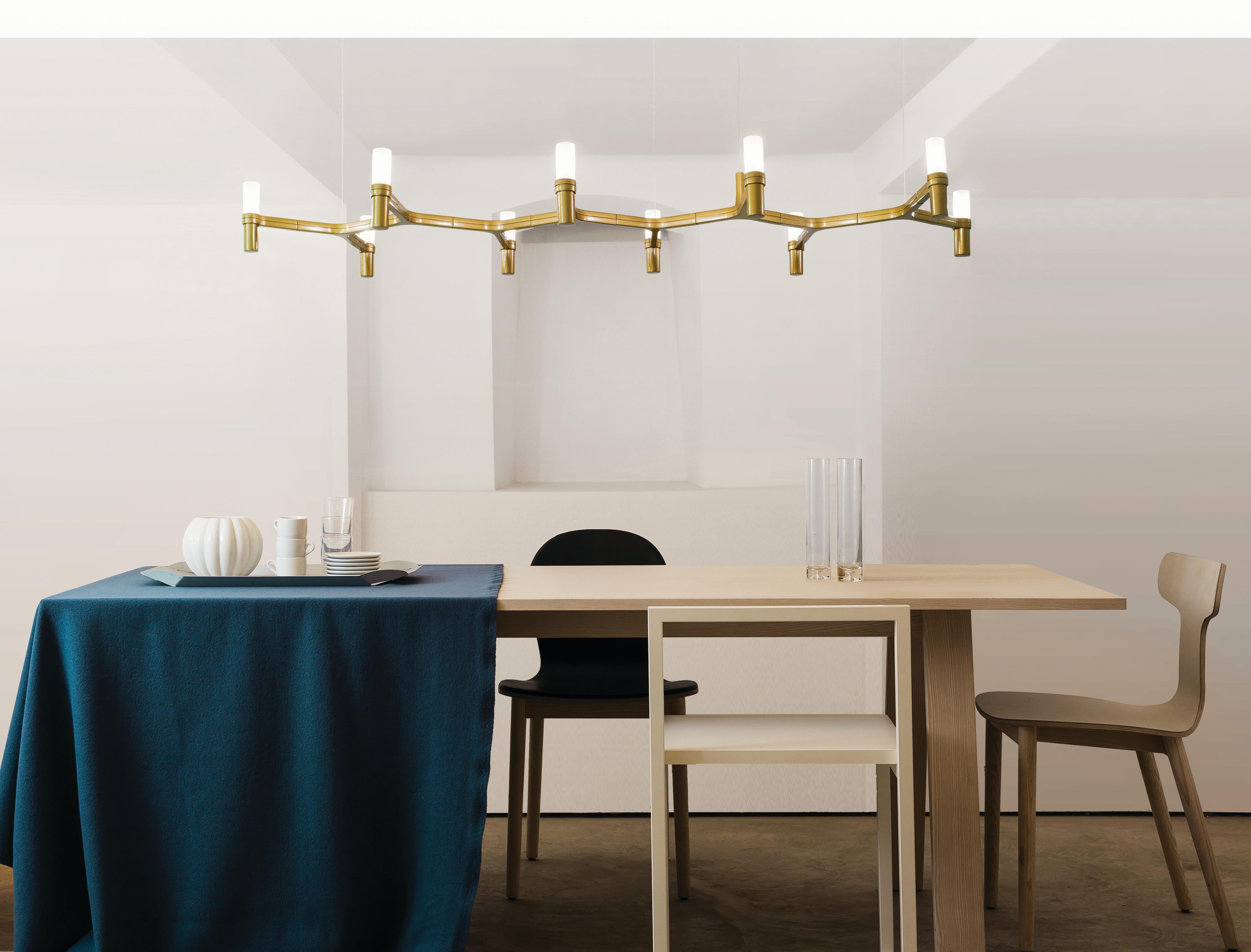 Nemo Crown Plana Linea Sospensione in alluminio e vetro verniciato oro In condizioni Nuovo in vendita a Brooklyn, NY