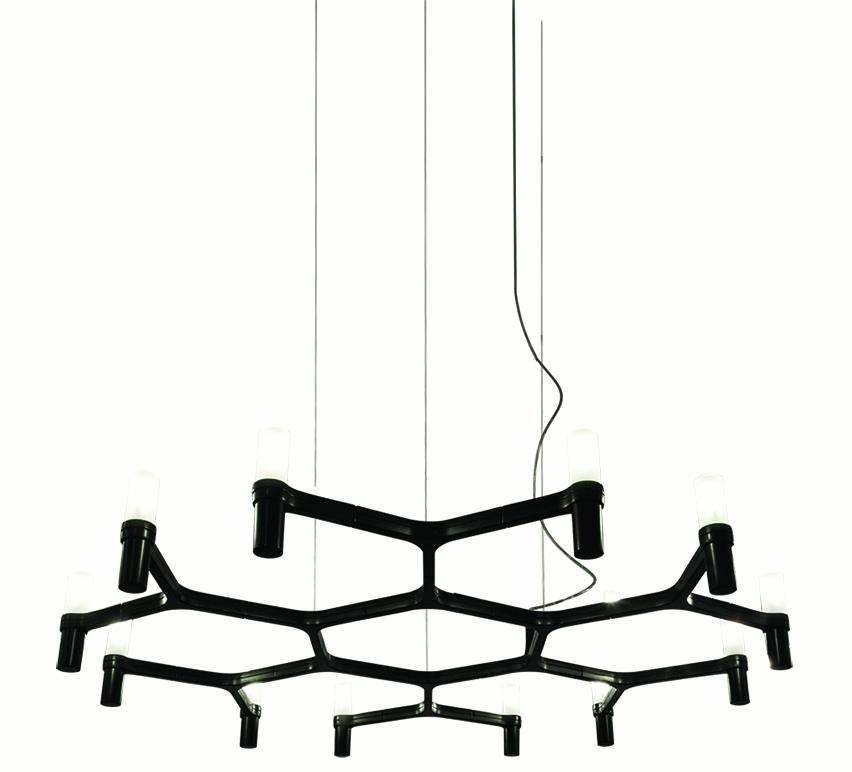 Nemo Crown Plana Minor Pendant Light in Aluminum & Glass Black Painted