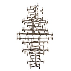 Nemo Crown Royal, luce a sospensione in alluminio e vetro verniciato nero