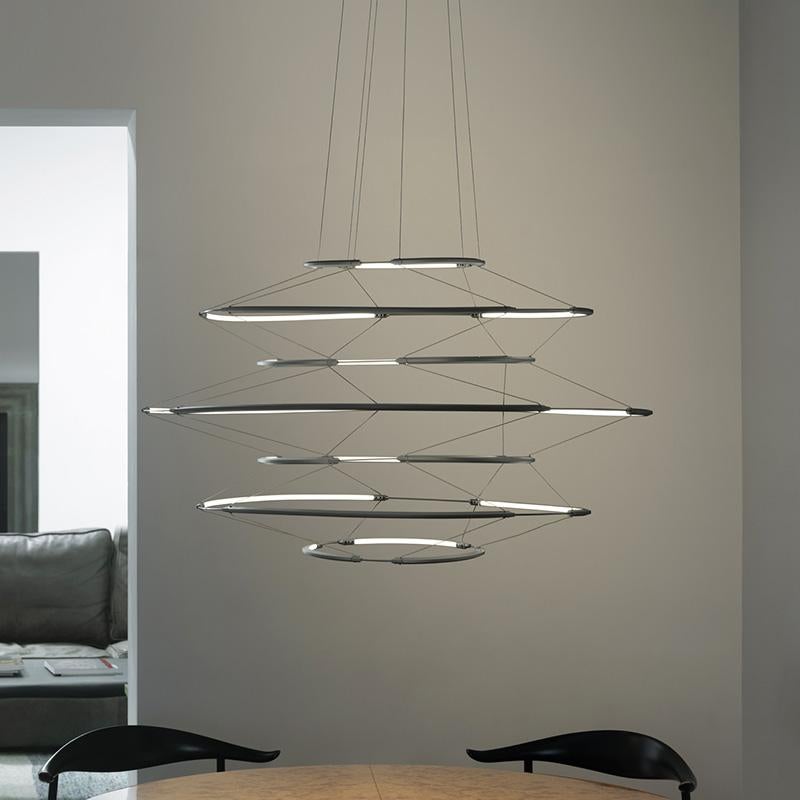 Italian Nemo Drop 7 LED 2700K Pendant Light in Black by Arihiro Miyake For Sale