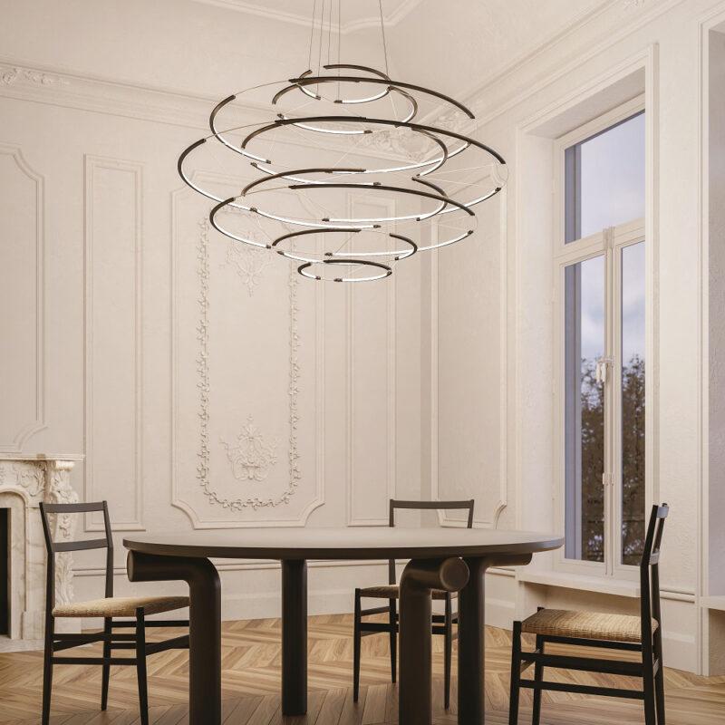 Lampada a sospensione Nemo Drop 9 LED 2700K in nero di Arihiro Miyake in vendita 1