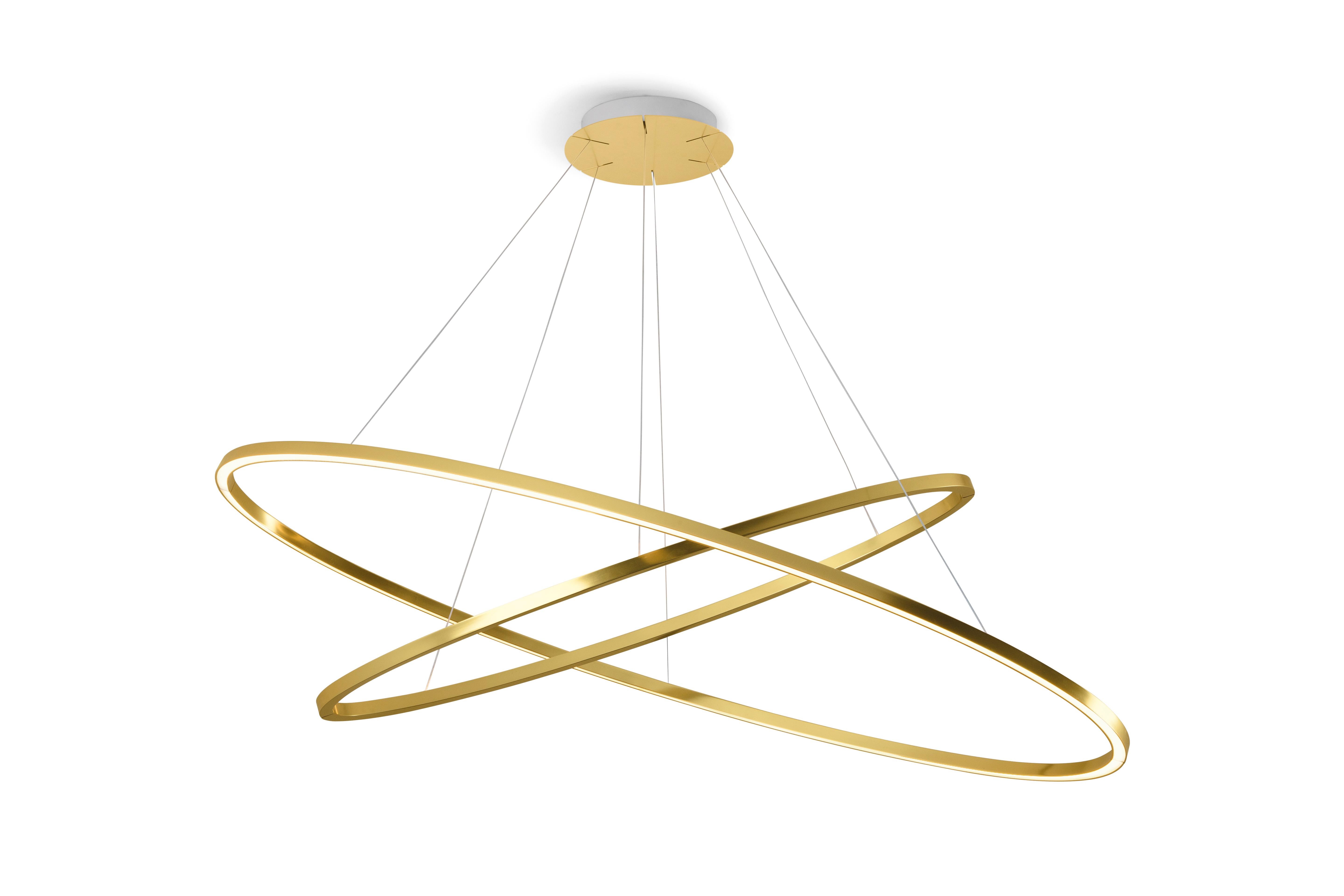 For Sale: Gold (Gold Painted) Nemo Ellisse Dimmable Pendant Double Lamp LED 2700K by Federico Palazzari