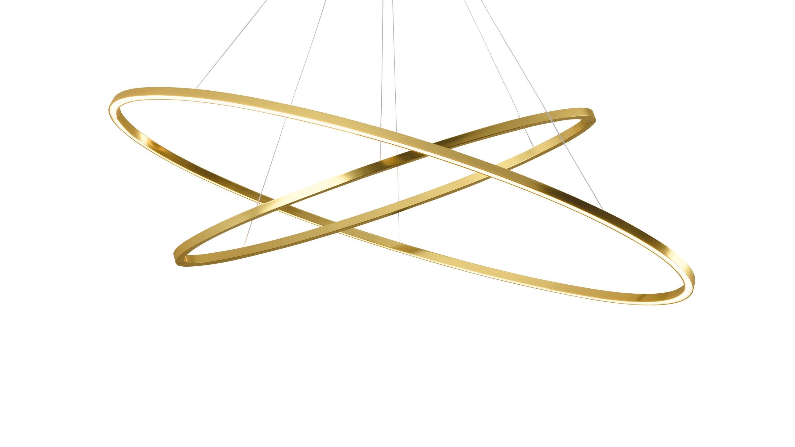 LED pendant provides diffused orientable up and down light. Made from extruded aluminum in different finishes: matt lacquered white, black or gold, or polished in natural or gold. Equipped with an opal diffuser. The lamps are made using a