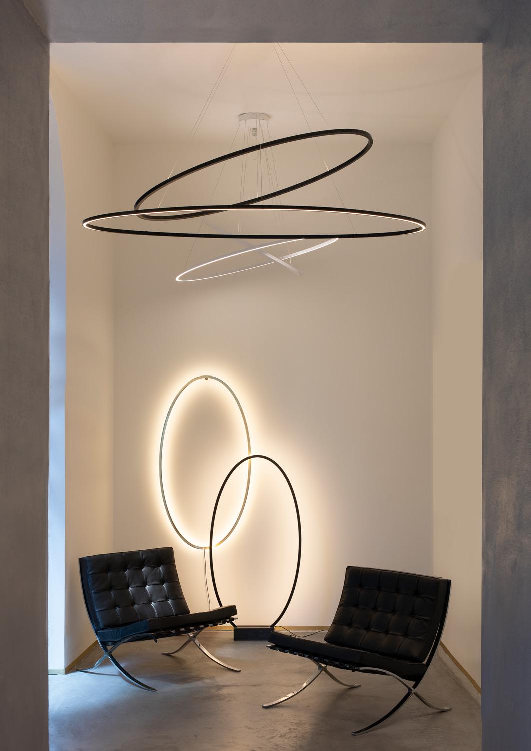 Nemo Ellisse Double LED 2700K Pendant Light in Gold Polished Anodized In New Condition For Sale In Brooklyn, NY