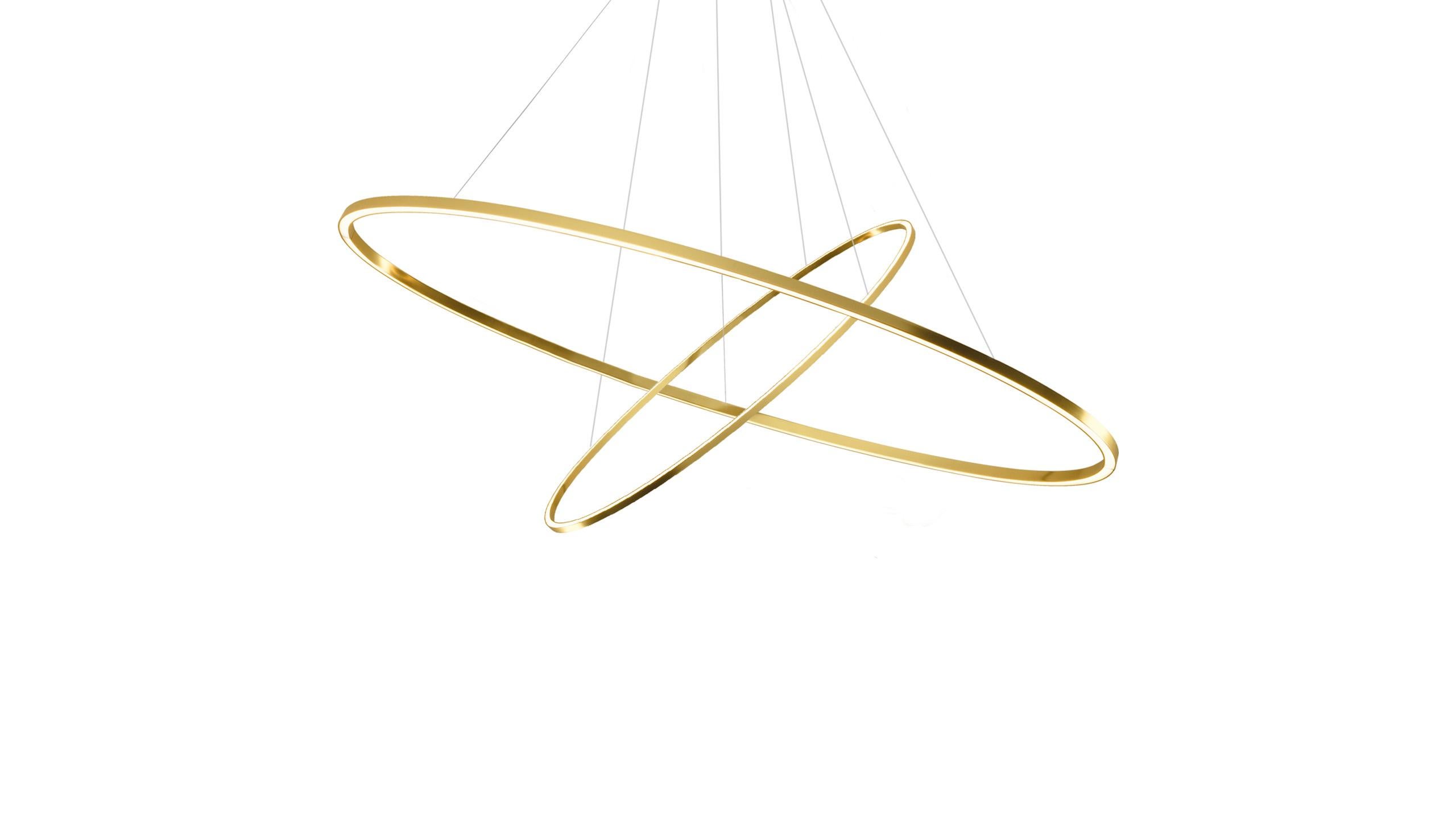 Lámpara Colgante Nemo Ellisse Double Mega LED 3000K en Aluminio Pintado de Oro Italiano en venta