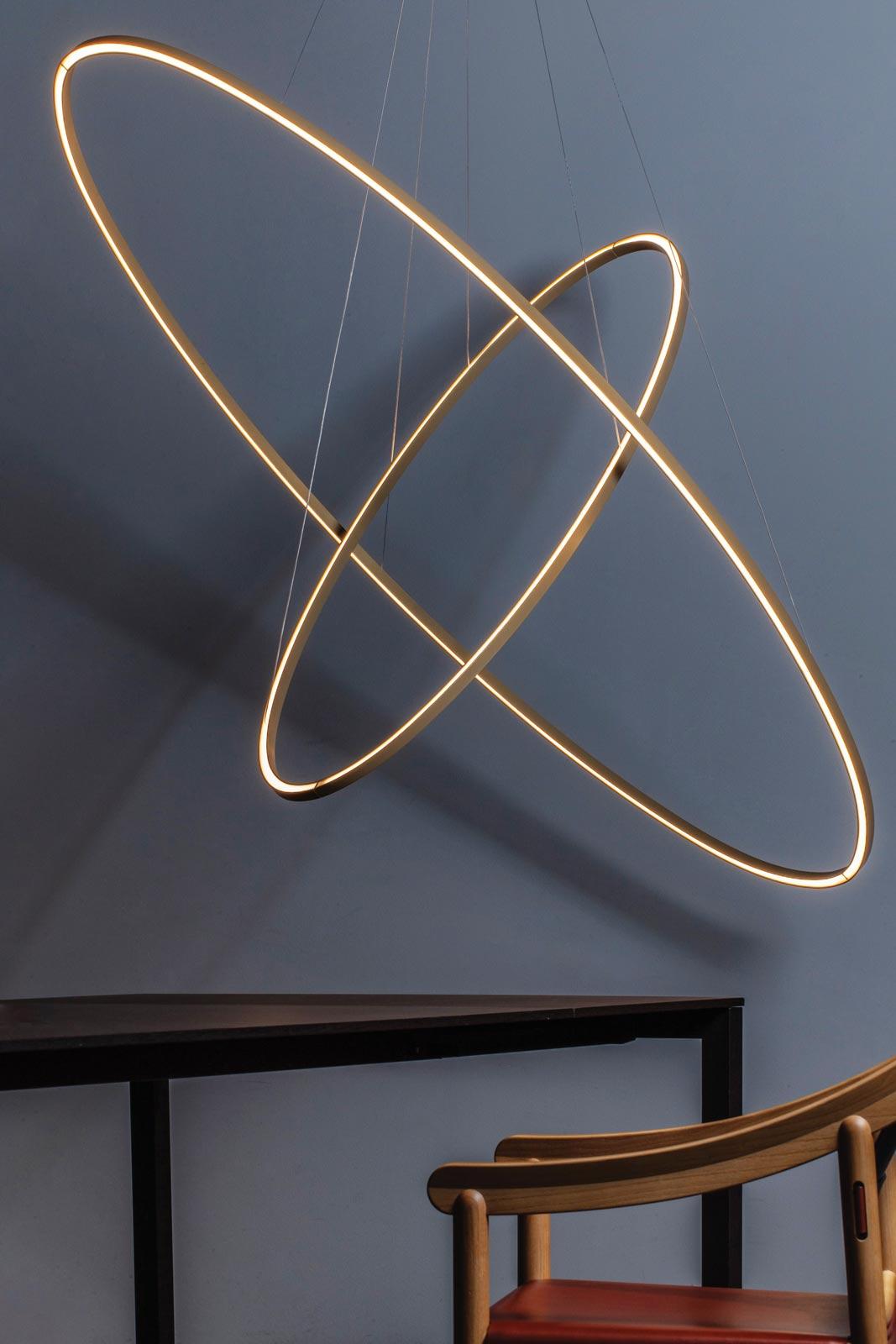 Lámpara Colgante Nemo Ellisse Double Mega LED 3500K en Aluminio Pintado de Oro en Nuevo estado para la venta en Brooklyn, NY